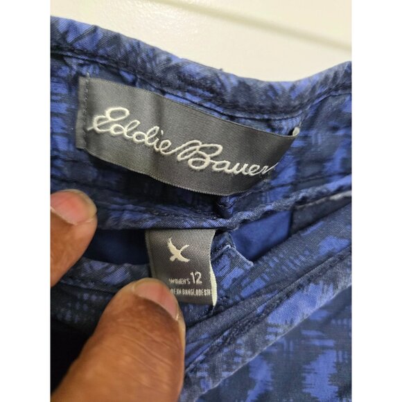Eddie Bauer Women's Blue Patterned Shorts Size 12 Cotton Blend - Picture 6 of 8